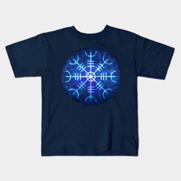 Helm of Awe Sigil, Icelandic Magical Stave Wrought in Ice Fire Kids T-Shirt by SolarCross